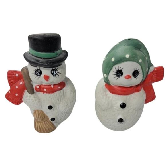 & Other Stories Other - VTG Anthropomorphic Snowman Mr Mrs Christmas Winter Salt & Pepper Shakers Frosty